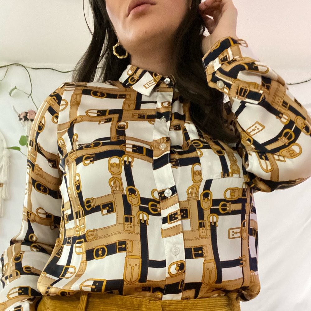 1980s Outback Red belt blouse